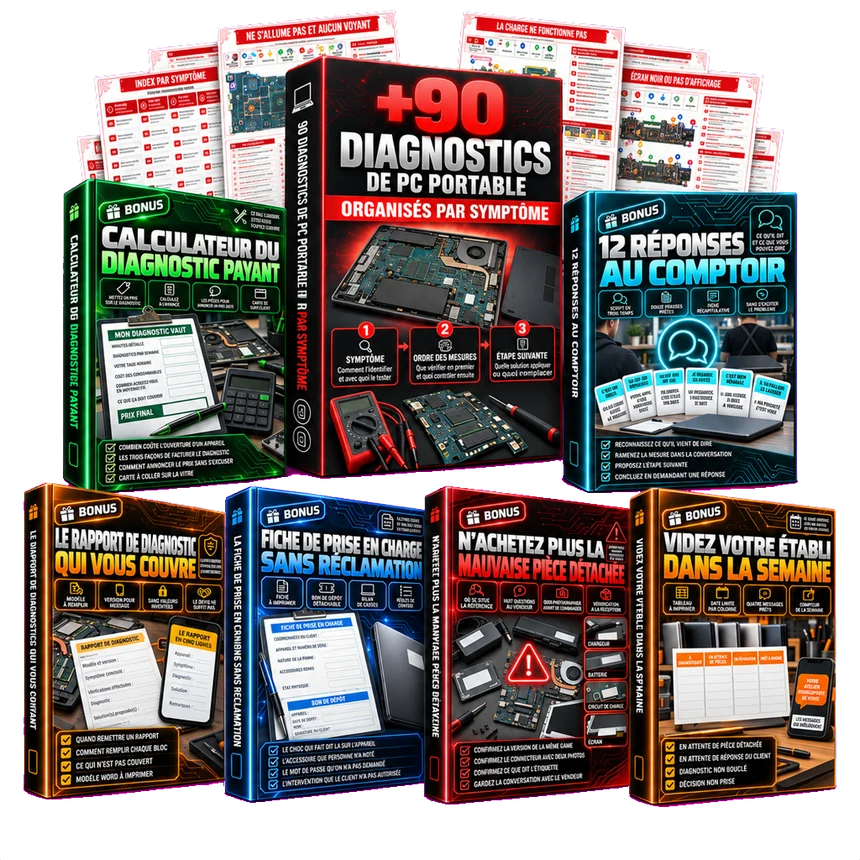 90 Diagnostics de PC Portable Organisés par Symptôme, pack complet
